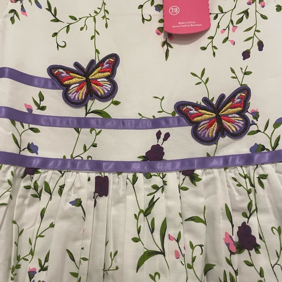 🦋 💜 NWT Sunny Fashion Girls Dress Double Bow Tie (Size 7/8) - Picture 2 of 8